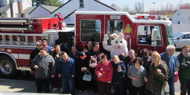 firetruck and our clients in front of the opportunity center